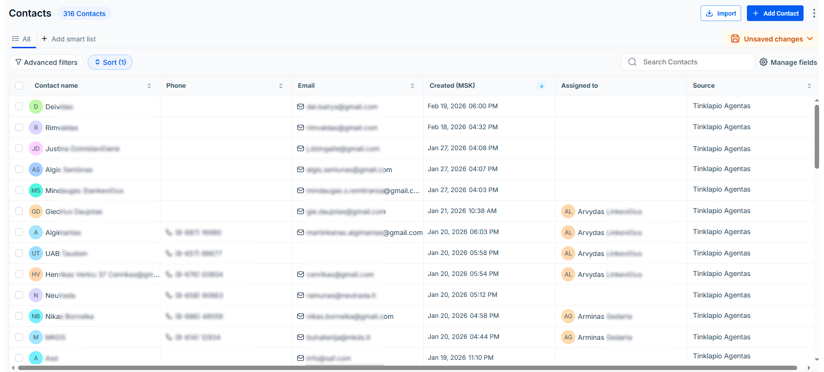 Gedarta CRM suvestinė: kontaktai, pasiūlymai ir konversijos